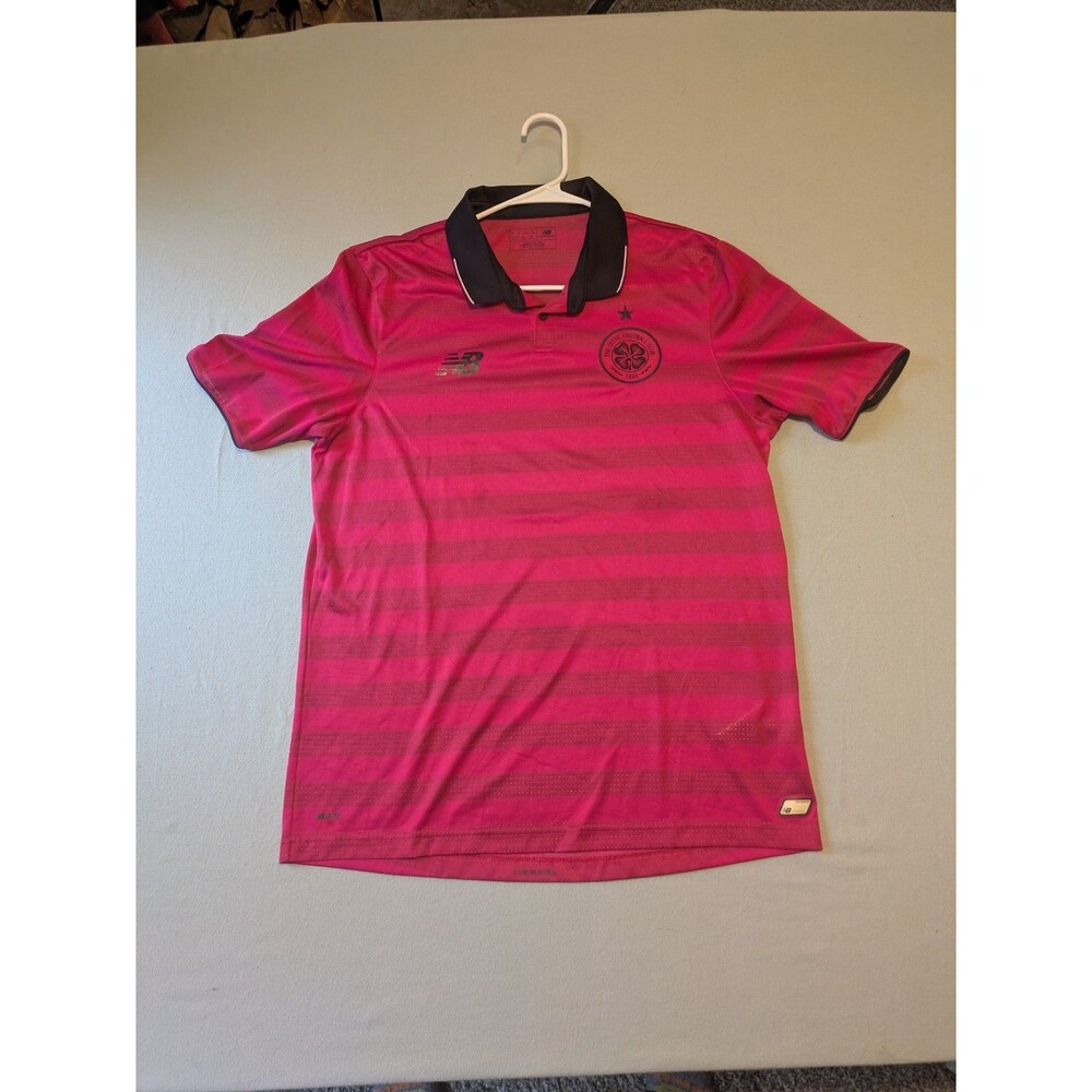 New Balance Celtic FC 2016 2017 Pink Away Jersey Mens XL Hoops Polo